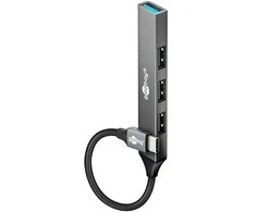 Goobay Slim 4 prievadų USB šakotuvas, USB-C į USB-A, 5 Gbit/s | 74457