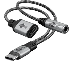 USB adapteris Goobay RB74524 USB-C – 3,5 mm lizdas + USB-C, juodas (RB74524)