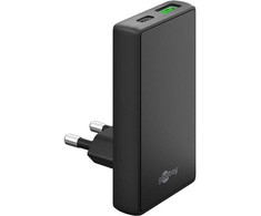 Įkroviklis Goobay Dvigubas greitas USB-C™ PD GaN 90° plokščias įkroviklis (45 W) Juodas