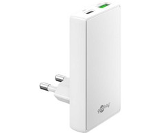 Įkroviklis Goobay Dvigubas USB-C PD GaN 90 Plokščias Greitas Įkroviklis (45W) Baltas