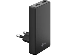 Įkroviklis Goobay dvigubas USB-C PD GaN 90 plokščias greitas įkroviklis (45 W), juodas