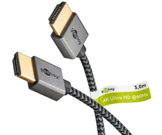 Goobay 75754, 3 m, HDMI Type A (standartinis), HDMI Type A (standartinis), 3D, 18 Gbit/s, pilka