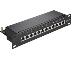 Goobay CAT 6a komutacinė panelė 10 colių (25,4 cm), 12 prievadų – juodos spalvos