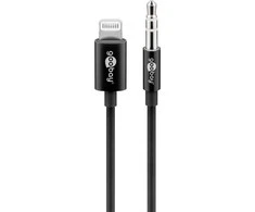Goobay Apple Lightning garso jungties kabelis (3,5 mm), 1 m, juodas, 1 m, Lightning, 3,5 mm, vyriškas, vyriškas, juodas