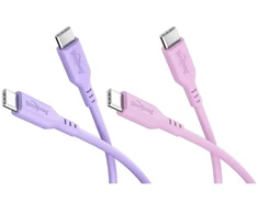 Kabelis USB Goobay Rinkinys Berry Swirl: 2 silikonowe kable USB-C, 1,5 m, liliowy rožinė