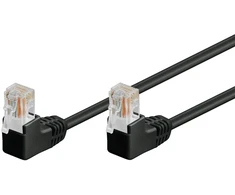 Goobay CAT 5e tinklo kabelis su 2x 90° kampu, U/UTP, juodas, 10 m, 10 m, Cat5e, U/UTP (UTP), RJ-45, RJ-45, juodas