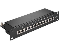 Goobay CAT 6 komutacinė panelė 10 colių (25,4 cm), 12 prievadų – juodos spalvos