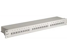 Goobay CAT 6 19 colių (48,3 cm) pataisų skydas, 24 prievadų (1 U), RJ-45, Cat6, 22/26, pilkas, montuojamas stove, 1U
