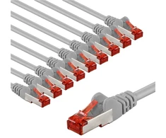Goobay CAT 6 kabelis krosowy, S/FTP (PiMF), 3 m, pilka, komplektas 10 - Długość kabla 3 m