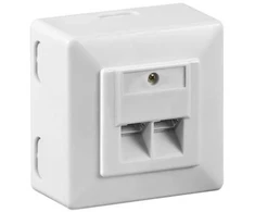 Goobay CAT 6 universali sieninė plokštė su ant sienos tvirtinamu rėmu, balta, RJ-45, balta, 125 V, 1,5 A, 0–70 °C, 1 vnt.
