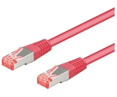 Goobay CAT 6A jungiamasis kabelis, S/FTP (PiMF), rausvai raudonas, 1 m - LSZH be halogenų, CU medžiaga