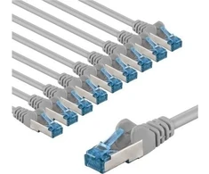 Goobay CAT 6A kabelis krosowy, S/FTP (PiMF), 3 m, pilka, komplektas 10 - Długość kabla 3 m
