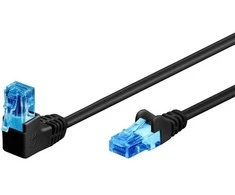 Goobay CAT 6A Komutacinis kabelis 1x 90° Angled, U/UTP, juodas, 0.5 m, Cat6a, U/UTP (UTP), RJ-45, RJ-45, Juodas