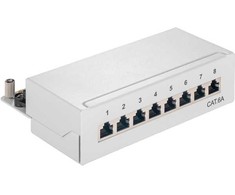 Goobay CAT 6a mini/darbalaukio pataisų skydelis, 8 prievadai – pilkos spalvos versija