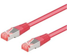 Goobay CAT 6A jungiamasis kabelis, S/FTP (PiMF), rausvai raudonas, 1 m - LSZH be halogenų, CU medžiaga