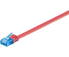 Goobay CAT 6A plokščias jungties kabelis, U/UTP, raudonas – laido ilgis 2 m