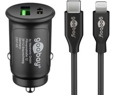 Goobay Dviejų USB greitojo įkrovimo automobilinis rinkinys Lightning (27 W)