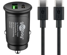 Goobay Dvigubas USB greitojo įkrovimo rinkinys automobilyje USB-C™ (27 W)