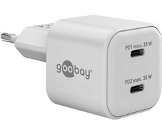 Įkroviklis Goobay Podwójna szybka kroviklis USB-C™ PD GaN Nano (35 W) balta - Wersja kolorystyczna balta