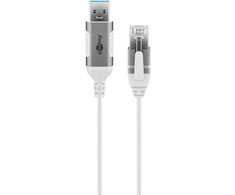 Goobay 74383, USB 3.0 A tipo, RJ45, 10 m, baltas