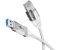 Goobay 74378, USB 3.0 A tipo, RJ45, 1,5 m, baltas