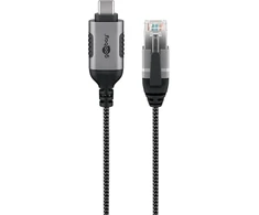Goobay 74404, USB 3.1 A tipo, RJ45, 3 m, juodas, sidabrinis
