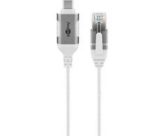 Goobay 74385, USB 3.1 A tipo, RJ45, 1 m, baltas