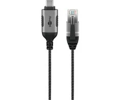 Goobay 74408, USB 3.1 A tipo, RJ45, 15 m, Juoda, Sidabras