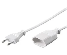 Goobay Ilginamasis laidas su Europlug kištuku, 2 m, balta, 2 m, maitinimo kištuko tipas C, maitinimo kištuko tipas C, H03VVH2-F, 250 V