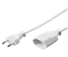 Goobay Ilginamasis laidas su Europlug kištuku, 2 m, balta, 2 m, maitinimo kištuko tipas C, maitinimo kištuko tipas C, H03VVH2-F, 250 V