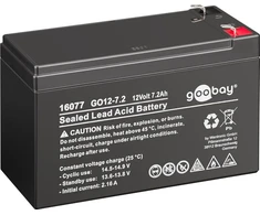 Goobay GO12-7.2, 7200 mAh, 12 V, Faston (4,8 mm), švino-rūgštinis, sandarusis švino-rūgštinis akumuliatorius (VRLA), 12 V, 1 vnt., juodas, 5 val., Pb (švinas)