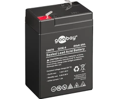 Goobay GO6-4 (4000 mAh, 6 V), hermetizuotas švino-rūgštinis (VRLA) akumuliatorius, 6 V, 1 vnt., juodas, 4 Ah, 4000 mAh