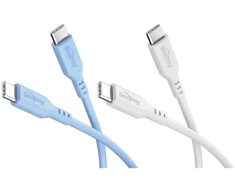 Kabelis USB Goobay Rinkinys Ice Breeze: 2 silikonowe kable USB-C, 1,5 m, mėlyna balta