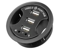 Goobay Įmontuojamas 60 mm 3 prievadų USB 2.0 šakotuvas su audio prievadais, juodas