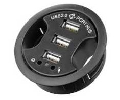 Goobay Įmontuojamas 60 mm 3 prievadų USB 2.0 šakotuvas su audio prievadais, juodas
