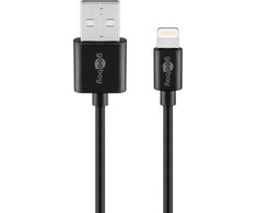 Goobay „Lightning“ USB įkrovimo ir sinchronizavimo laidas, 0,5 m, 0,5 m, „Lightning“, USB A, kištukas, kištukas, juodas