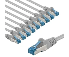 Goobay CAT 6A kabelis krosowy, S/FTP (PiMF), 2 m, pilka, komplektas 10 - Długość kabla 2 m