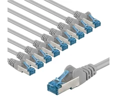 Goobay CAT 6A kabelis krosowy, S/FTP (PiMF), 5 m, pilka, komplektas 10 - Długość kabla 5 m