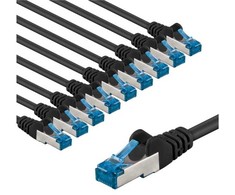 Goobay CAT 6A kabelis krosowy, S/FTP (PiMF), 1 m, juoda, komplektas 10 - Długość kabla 1 m