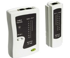 Goobay Tinklo kabelių testeris, RJ-11, RJ-12, RJ-45, Trumpojo jungimo testavimas, LED, Balta, 105 mm, 29 mm