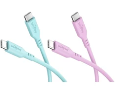 Goobay Rinkinys Coral Crush: 2 silikonowe kable USB-C, 1,5 m, turkio rožinė