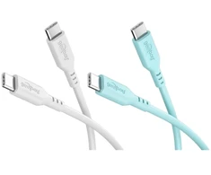 Goobay Rinkinys Crystal Lagoon: 2 silikonowe kable USB-C, 1,5 m, balta turkio