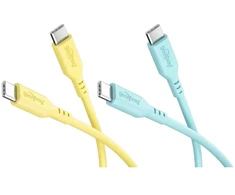 Goobay Rinkinys Tropic Glow: 2 silikonowe kable USB-C, 1,5 m, geltona turkio