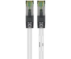 Goobay RJ45 (CAT 6A, 500 MHz) jungiamasis kabelis su CAT 8.1 S/FTP žaliu kabeliu, baltas, 10 m, 10 m, Cat8.1, S/FTP (S-STP), RJ-45, RJ-45, baltas