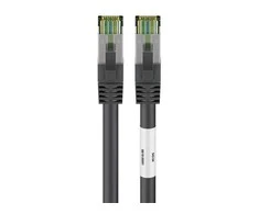 Goobay RJ45 (CAT 6A, 500 MHz) patch kabelis su CAT 8.1 S/FTP žaliu kabeliu, juodas, 10m, 10 m, Cat8.1, S/FTP (S-STP), RJ-45, RJ-45, juodas