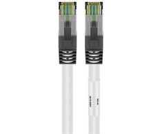 Goobay RJ45 (CAT 6A, 500 MHz) jungiamasis kabelis su CAT 8.1 S/FTP žaliu kabeliu, baltas, 10 m, 10 m, Cat8.1, S/FTP (S-STP), RJ-45, RJ-45, baltas