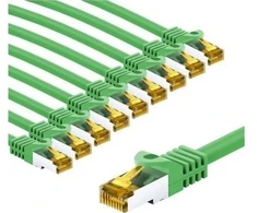 Goobay RJ45 kabelis krosowy CAT 6A S/FTP (PiMF), 500 MHz, su CAT 7 kable surowym, 3 m, žalia, komplektas 10 - Długość kabla 3 m