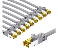 Goobay RJ45 kabelis krosowy CAT 6A S/FTP (PiMF), 500 MHz, su CAT 7 kable surowym, 1 m, pilka, komplektas 10 - Długość kabla 1 m