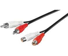 Goobay Stereo ilginamasis kabelis 2x RCA, 2,5 m, 2 x RCA, kištukas, 2 x RCA, lizdas, 2,5 m, juoda