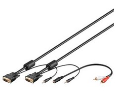 Goobay SVGA audio kabelis - 3 m, 3 m, VGA (D-Sub), VGA (D-Sub), juodas, audio 3,5 mm